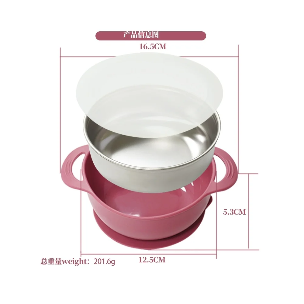 Silicone bowl with stainless steel insert